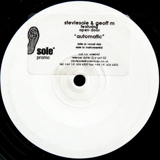 Steviesole & Geoff M* Featuring Open Door - Automatic (12", Promo, W/Lbl, Sti)