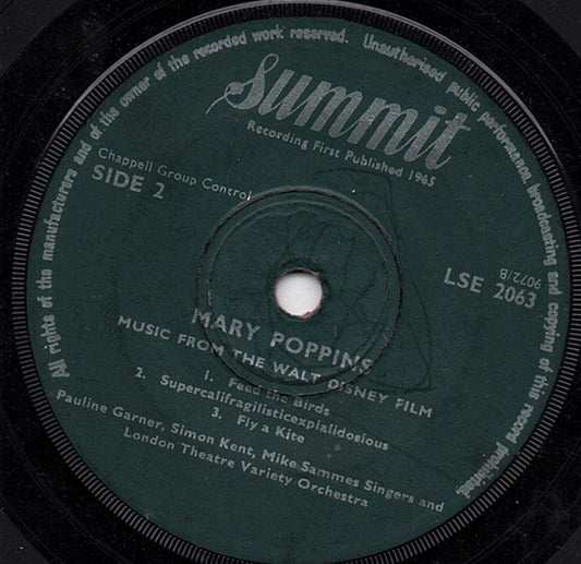 Pauline Garner, Simon Kent (5), Mike Sammes Singers And London Variety Theatre Orchestra - Mary Poppins (7", EP)