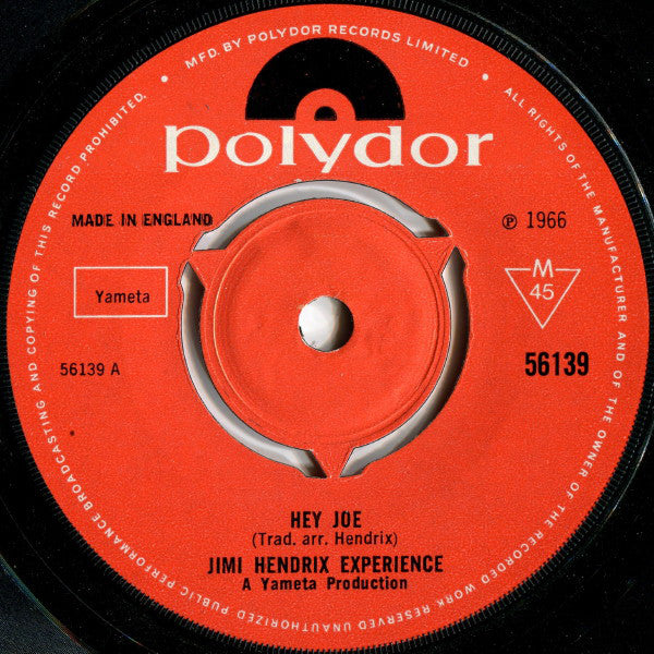 Jimi Hendrix Experience* - Hey Joe   (7", Single, Mono, Kno)