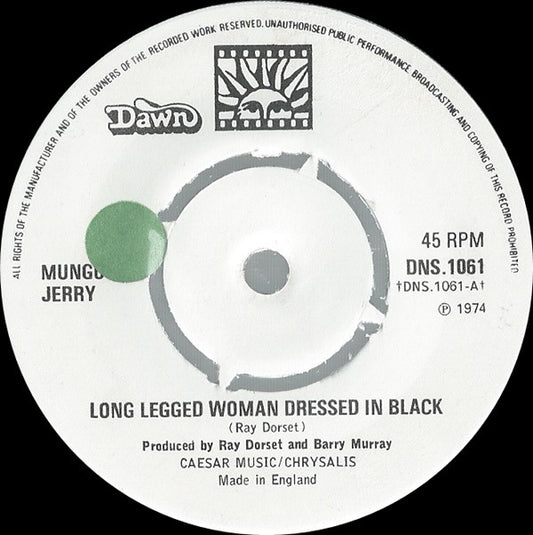 Mungo Jerry - Long Legged Woman Dressed In Black (7", Single)