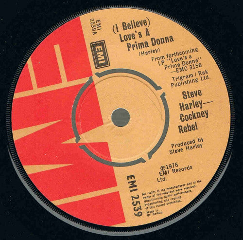 Steve Harley -- Cockney Rebel* - (I Believe) Love's A Prima Donna (7", Single)