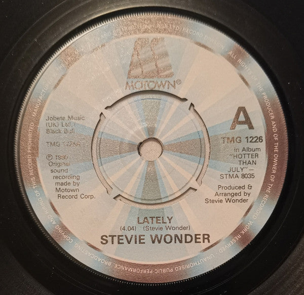 Stevie Wonder - Lately (7", Single, RP)