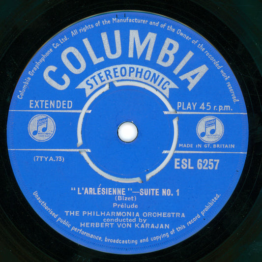 Bizet*, The Philharmonia Orchestra* conducted by Herbert von Karajan - "L'Arlesienne" - Suite No. 1 (7")