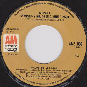 Waldo De Los Rios - Mozart Symphony No. 40 In G Minor K550 (7", Single, Lar)