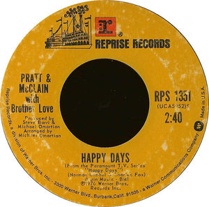 Pratt & McClain With Brother Love* - Happy Days (7", Single, Ter)