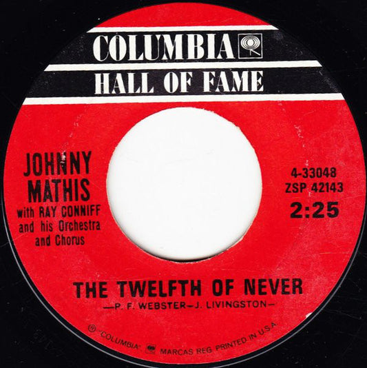 Johnny Mathis With Ray Conniff And His Orchestra And Chorus* - The Twelfth Of Never / Wonderful! Wonderful! (7", RE)