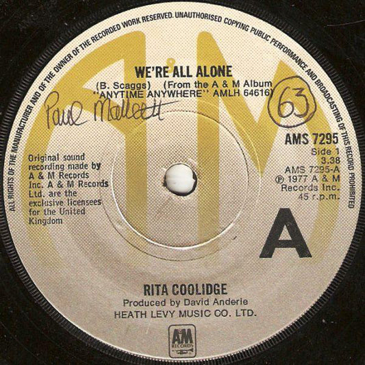 Rita Coolidge - We're All Alone (7", Single)