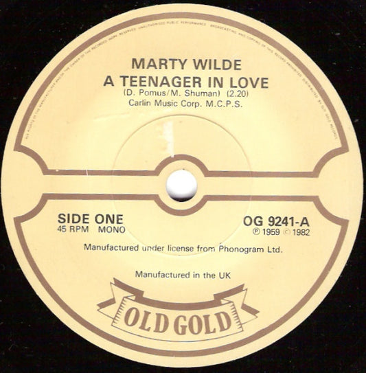 Marty Wilde - A Teenager In Love (7", Single, Mono)