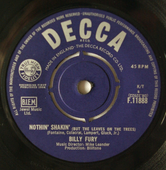 Billy Fury - Nothin' Shakin' (But The Leaves On The Trees) (7")