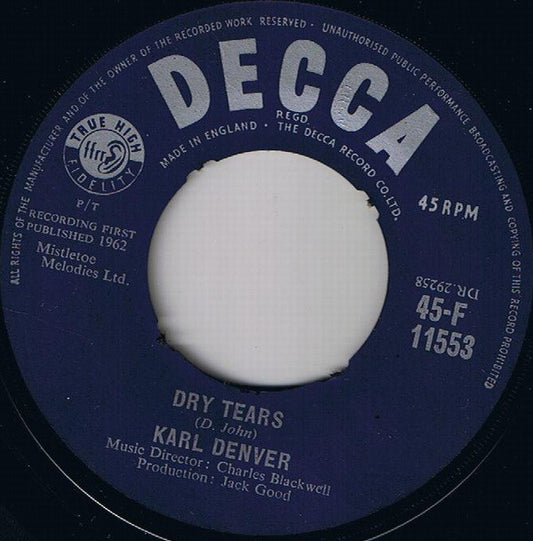 Karl Denver - Dry Tears  (7", Single)