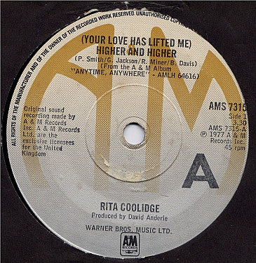 Rita Coolidge - (Your Love Has Lifted Me) Higher And Higher / I Don't Want To Talk About It (7