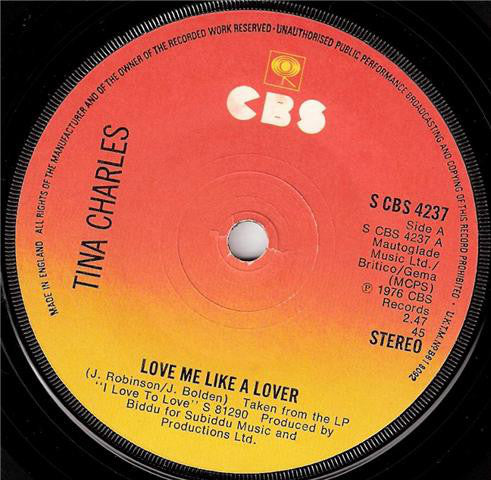Tina Charles - Love Me Like A Lover (7")