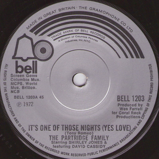 The Partridge Family - It's One Of Those Nights (Yes Love) (7")