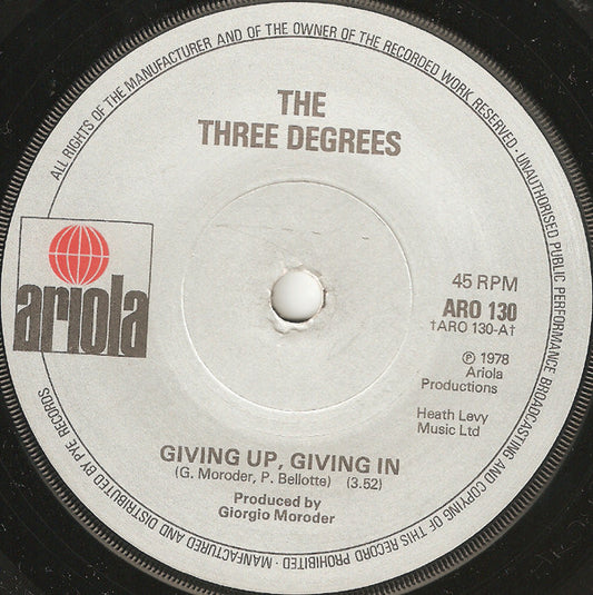 The Three Degrees - Giving Up, Giving In (7", Single)