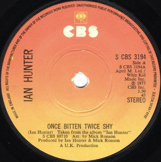 Ian Hunter - Once Bitten Twice Shy (7", Single, Sol)
