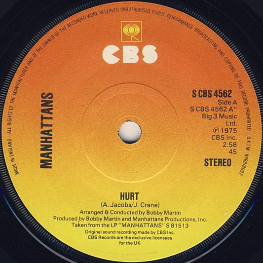 Manhattans - Hurt (7", Single)