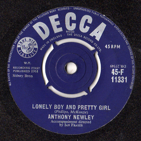 Anthony Newley - And The Heavens Cried / Lonely Boy And Pretty Girl (7