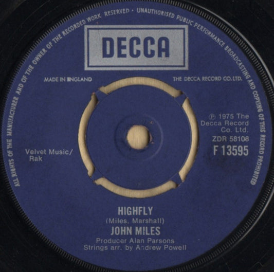 John Miles - Highfly / There's A Man Behind The Guitar (7", Single)