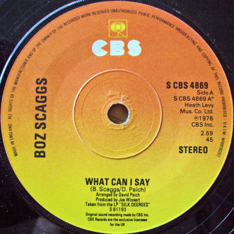 Boz Scaggs - What Can I Say (7", Single)