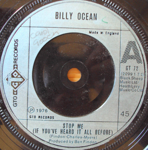 Billy Ocean - Stop Me (If You've Heard It All Before) (7", Single)