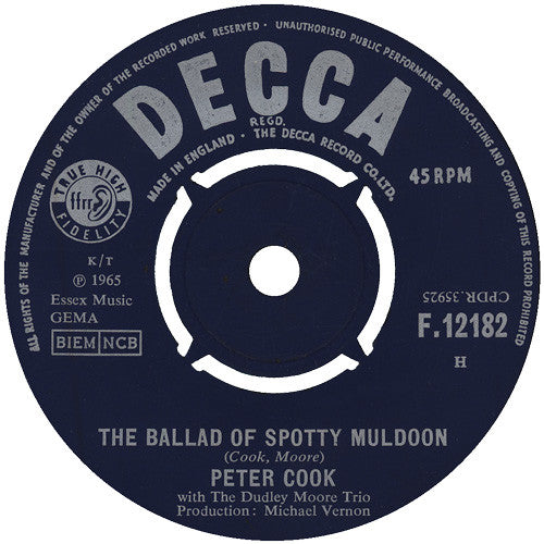 Peter Cook With Dudley Moore Trio - The Ballad Of Spotty Muldoon (7", Single)