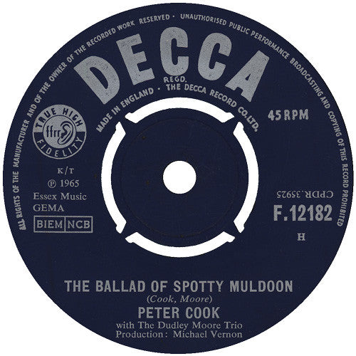 Peter Cook With Dudley Moore Trio - The Ballad Of Spotty Muldoon (7