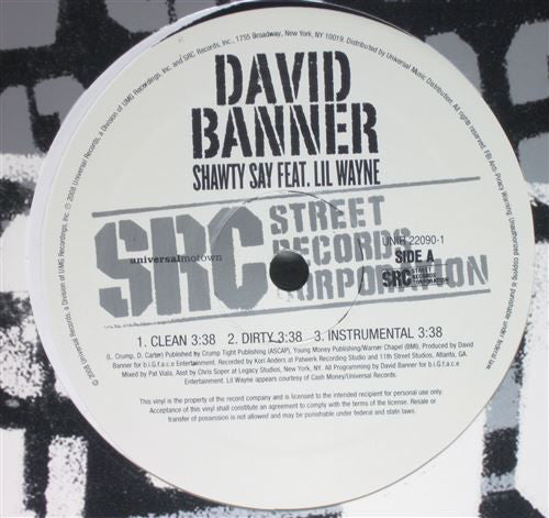 David Banner - Shawty Say (12")