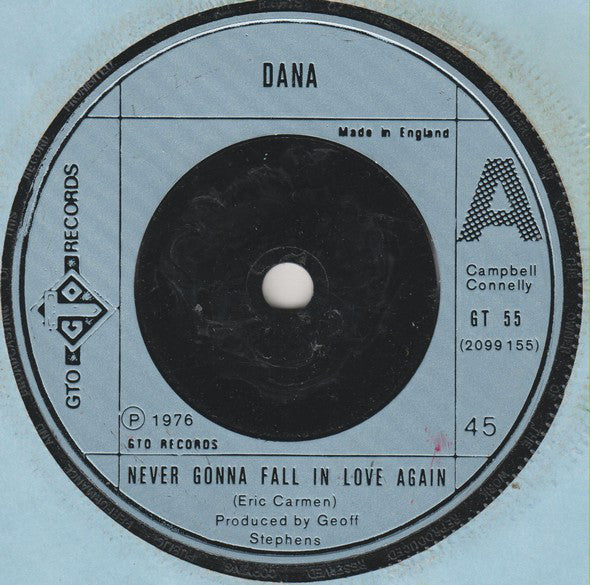 Dana (9) - Never Gonna Fall In Love Again (7", Single)