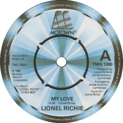 Lionel Richie - My Love (7", Single)