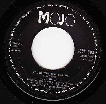 Joe Simon - You're The One For Me (7")