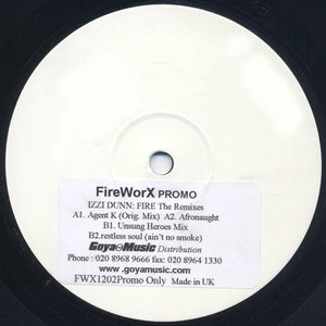 Izzi Dunn - Fire - The Remixes (12", Promo, W/Lbl, Sti)