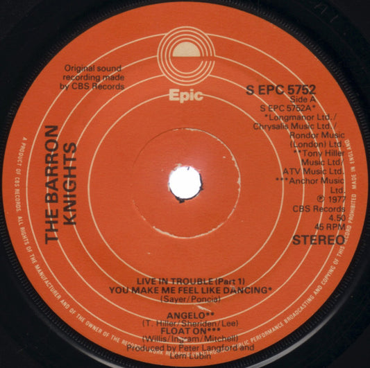 The Barron Knights - Live In Trouble (Part 1) (7", Single, Sol)