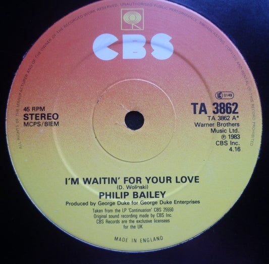Philip Bailey - I'm Waitin' For Your Love (12")