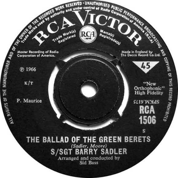 S/Sgt Barry Sadler* - The Ballad Of The Green Berets (7