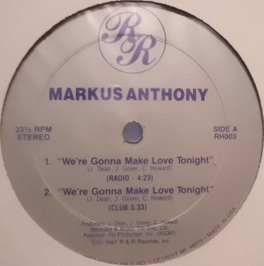 Markus Anthony (2) - We're Gonna Make Love Tonight (12")