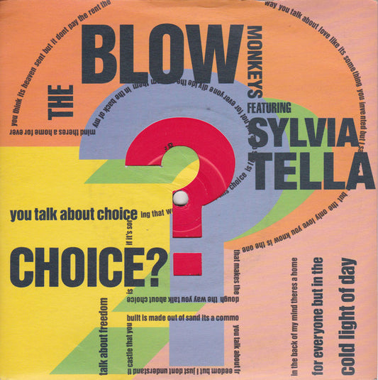 The Blow Monkeys Featuring Sylvia Tella - Choice? (7", Single)