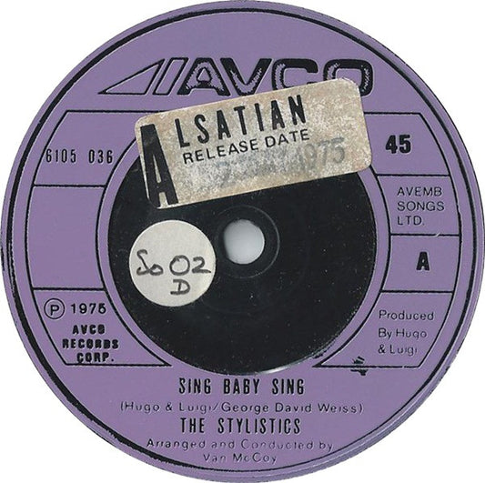 The Stylistics - Sing Baby Sing (7", Single, UK )