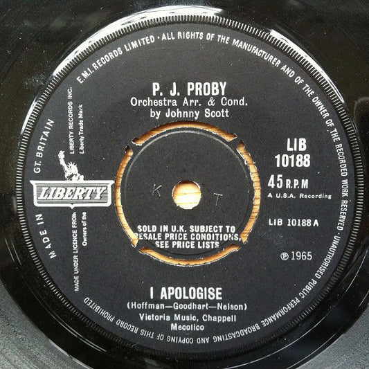 P.J. Proby - I Apologise (7")