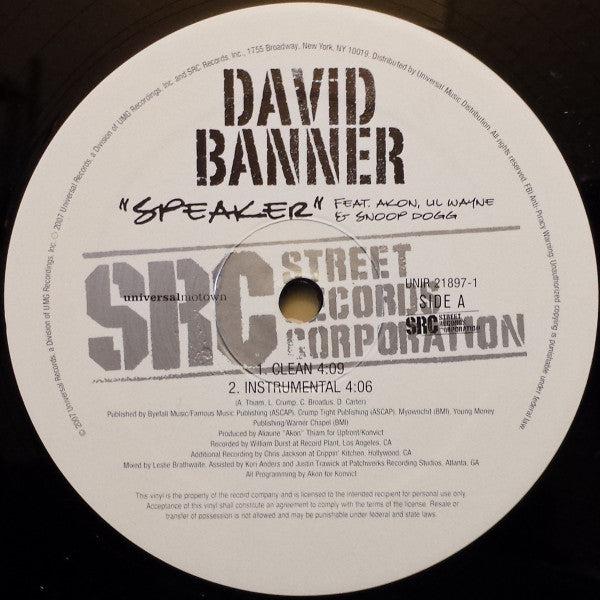 David Banner - Speaker (12", Single, Promo)