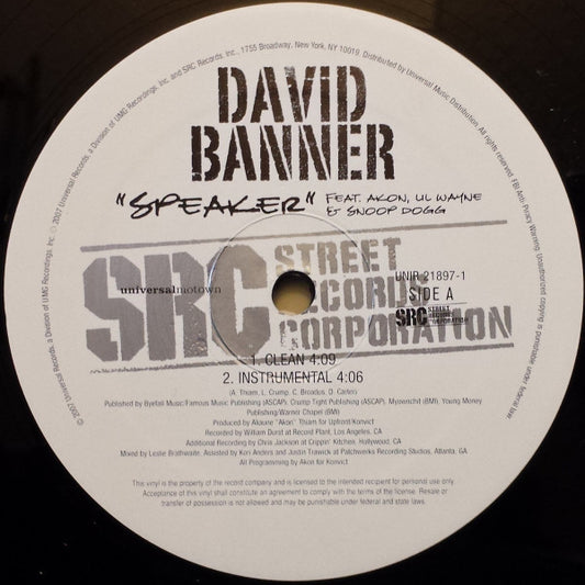 David Banner - Speaker (12", Single, Promo)