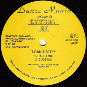 Cynthia MT* - I Can't Stop (12")
