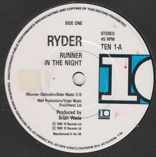 Ryder (2) - Runner In The Night (7", Single)