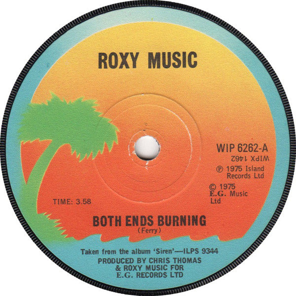Roxy Music - Both Ends Burning (7", Single, Sol)