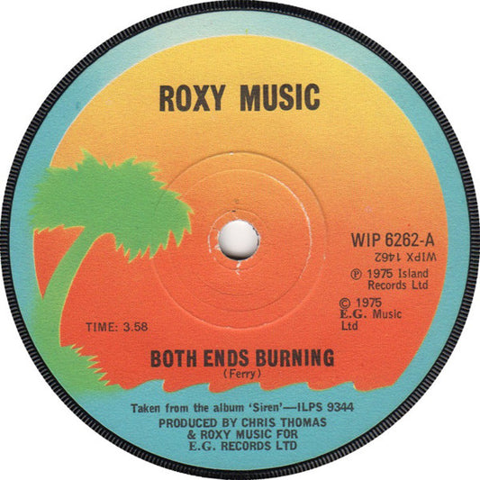 Roxy Music - Both Ends Burning (7", Single, Sol)