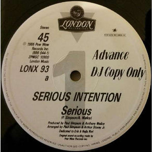 Serious Intention - Serious (12", Promo)