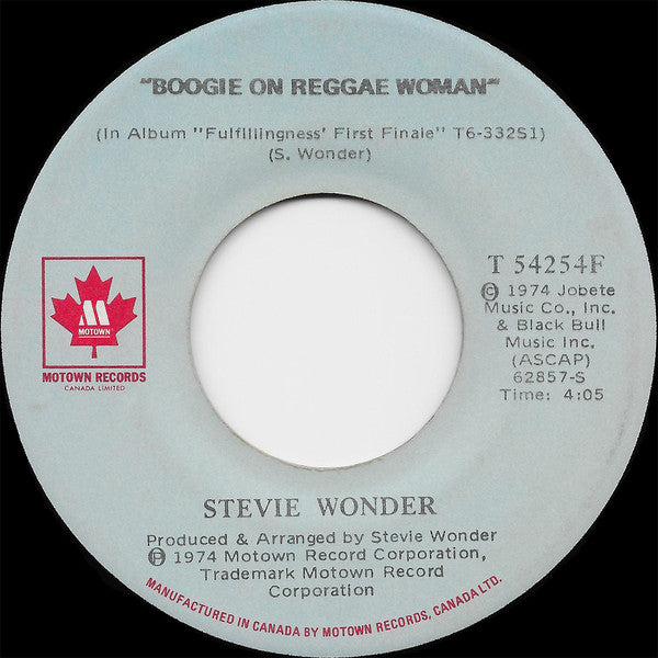 Stevie Wonder - Boogie On Reggae Woman (7", Single)