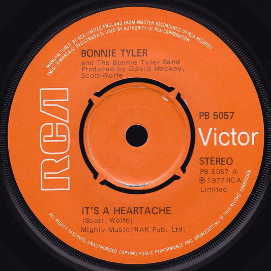 Bonnie Tyler And The Bonnie Tyler Band - It's A Heartache (7", Single, Pus)