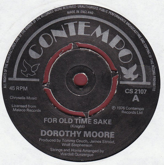 Dorothy Moore - For Old Time Sake (7", Single)