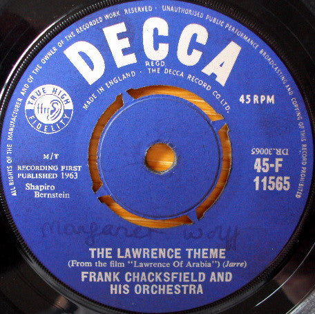 Frank Chacksfield And His Orchestra* - The Lawrence Theme (From The Film 