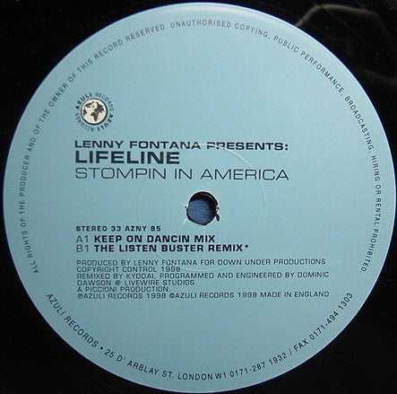 Lenny Fontana Presents Lifeline - Stompin In America (Original / Kyodai Remixes) (12")